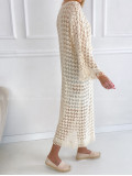 Háčkovaný kaftan na plavky ecru P 144