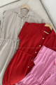 Košeľové maxi šaty Jasmina červené P 101