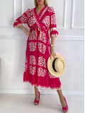 Maxi šaty ornament fuchsia P 147