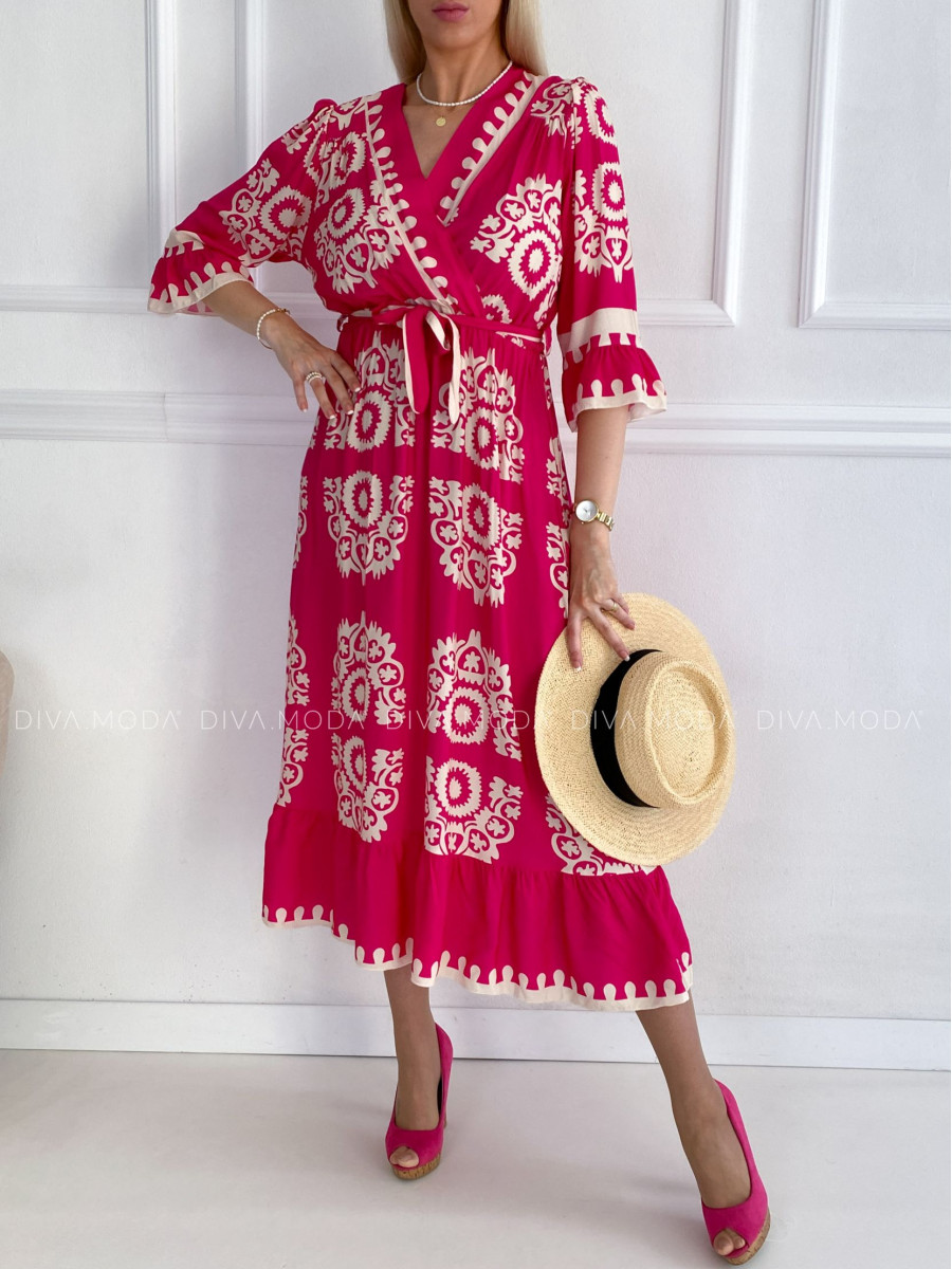 Maxi šaty ornament fuchsia P 147