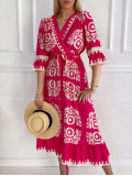 Maxi šaty ornament fuchsia P 147