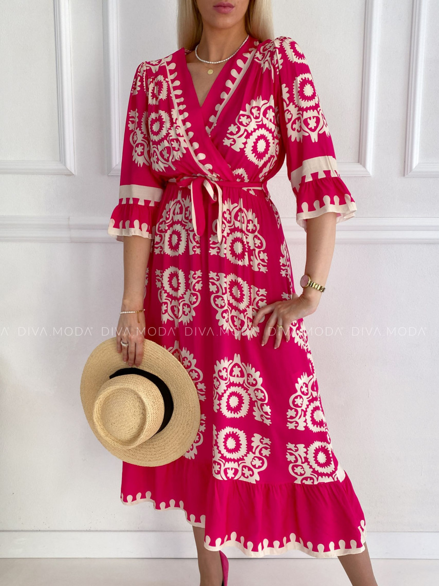 Maxi šaty ornament fuchsia P 147