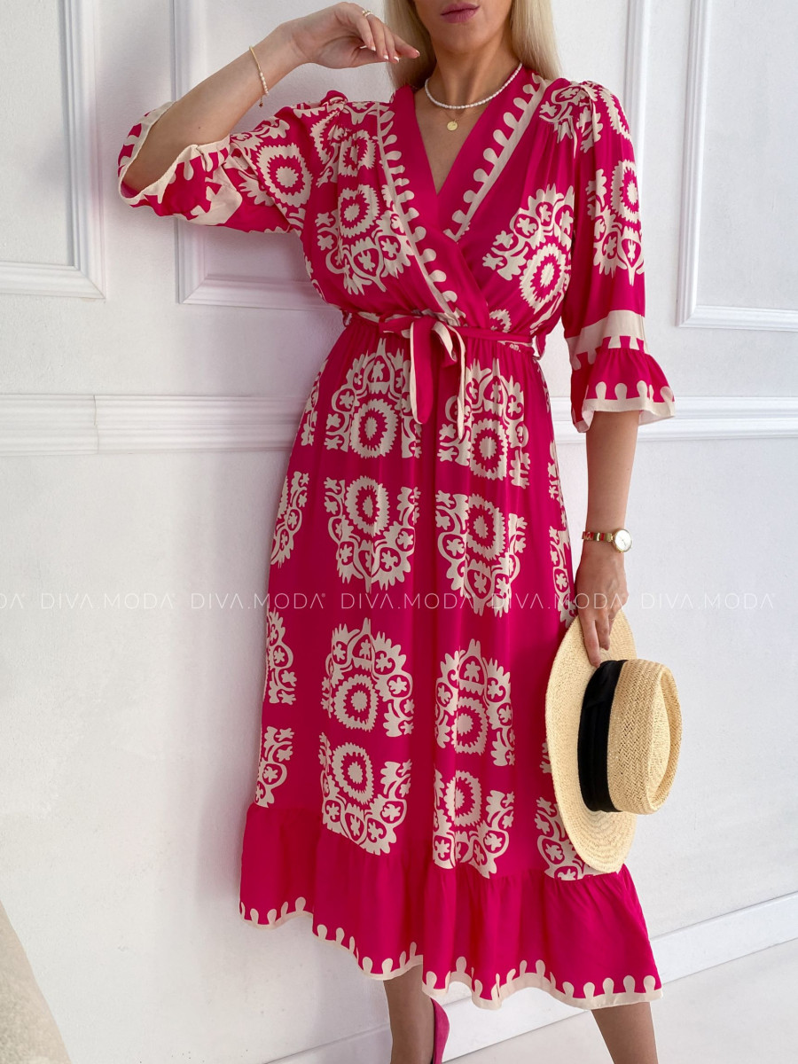 Maxi šaty ornament fuchsia P 147