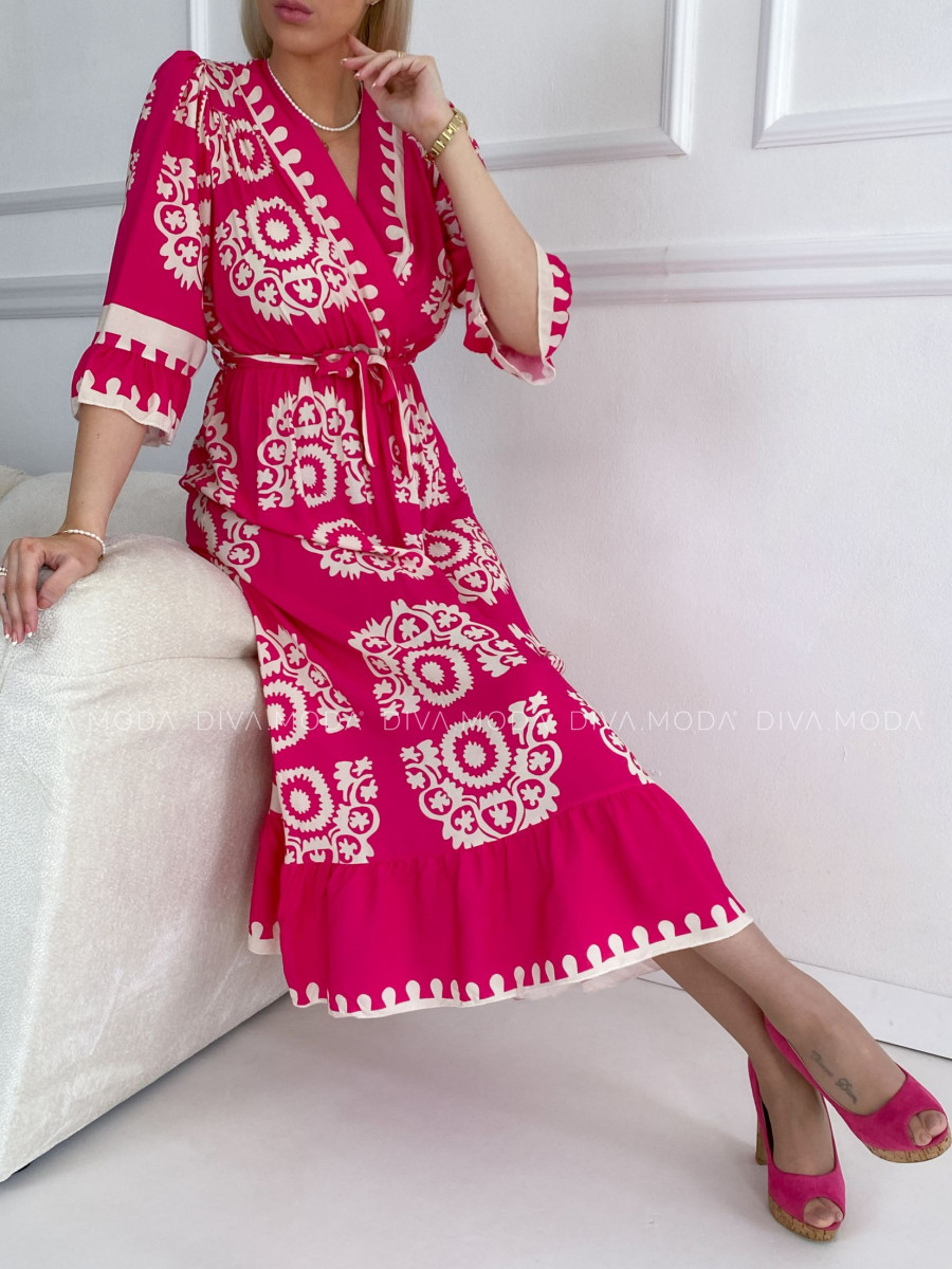 Maxi šaty ornament fuchsia P 147