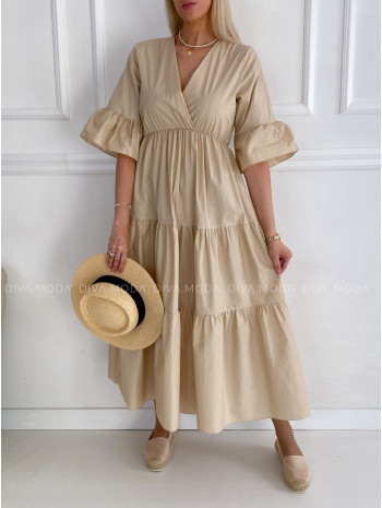 Prešívané maxi šaty Wera béžové P 146