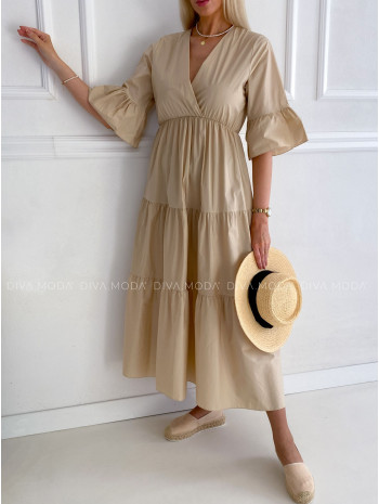 Prešívané maxi šaty Wera béžové P 146