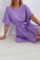 Mušelínové šaty s opaskom Tash fialkové B 11