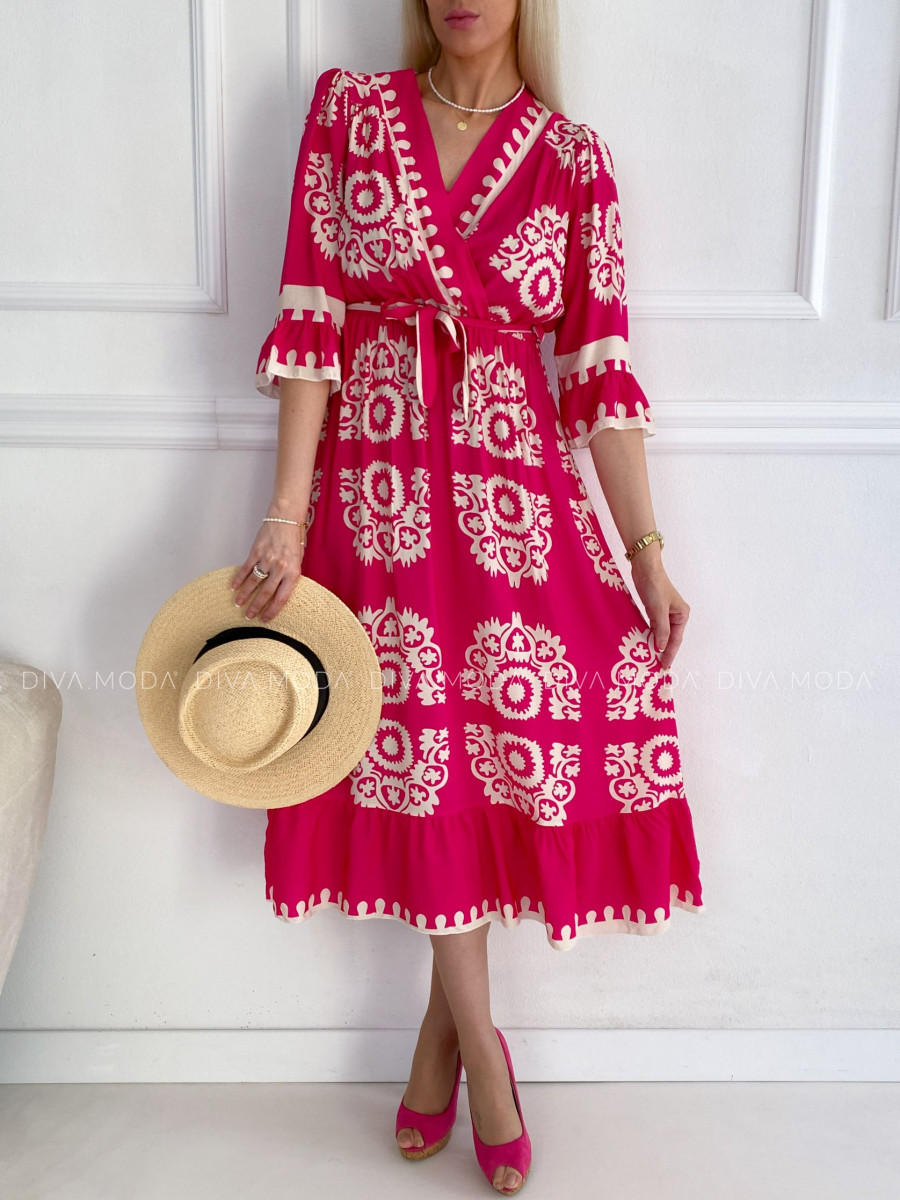 Maxi šaty ornament fuchsia P 147