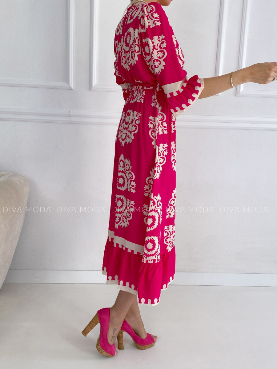 Maxi šaty ornament fuchsia P 147