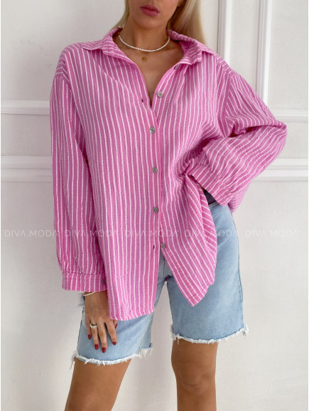 Mušelínová košeľa pruhovaná ružová P 166