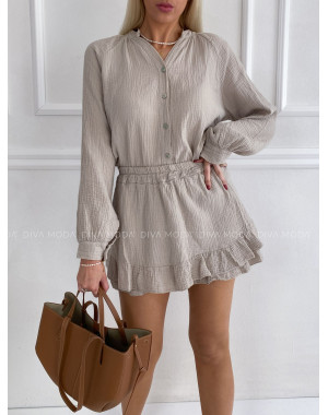 Mušelínový skort komplet béžový P 160