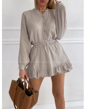 Mušelínový skort komplet béžový P 160