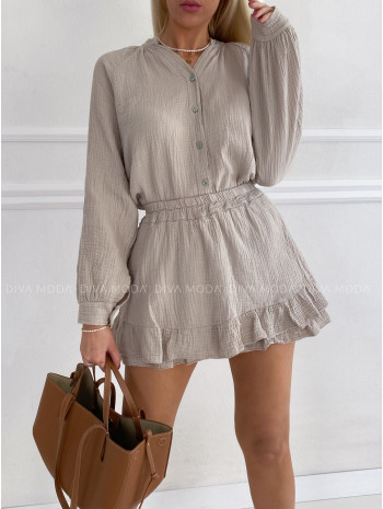 Mušelínový skort komplet béžový P 160
