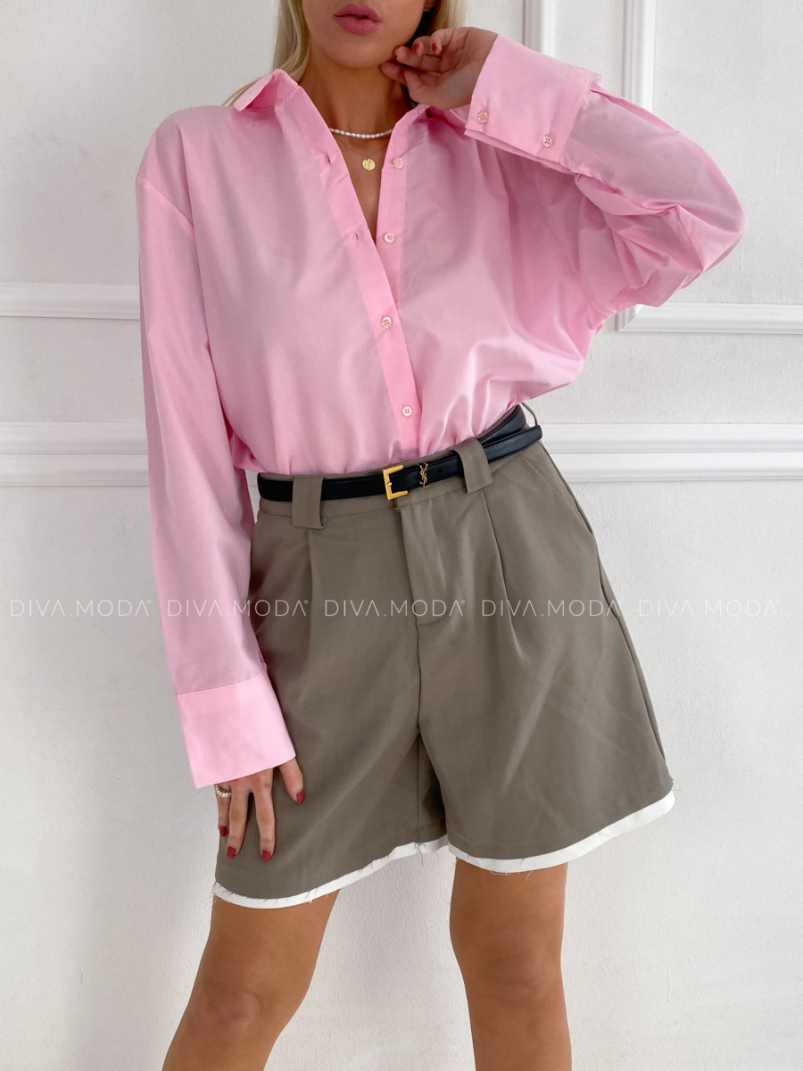 Popelínová oversize košeľa ružová P 170