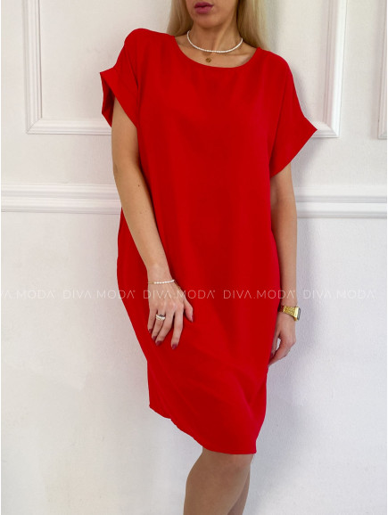 Basic šaty rozšírené na bokoch červené P 108