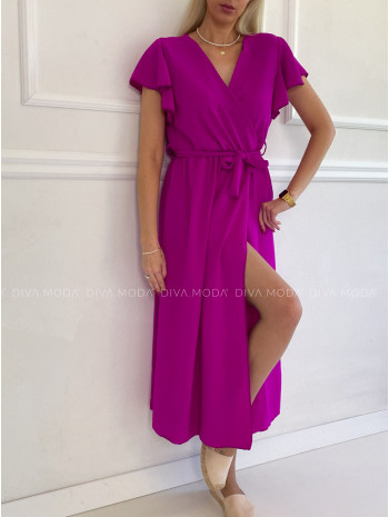 Maxi šaty s volánikmi na ramenách Iwet magenta P 115