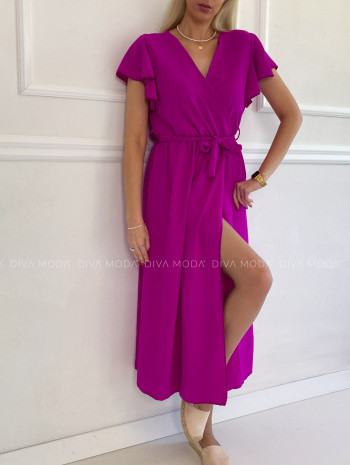 Maxi šaty s volánikmi na ramenách Iwet magenta P 115