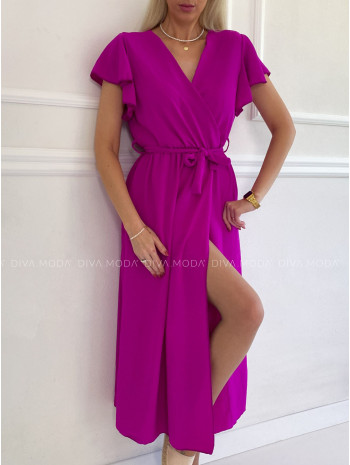 Maxi šaty s volánikmi na ramenách Iwet magenta P 115