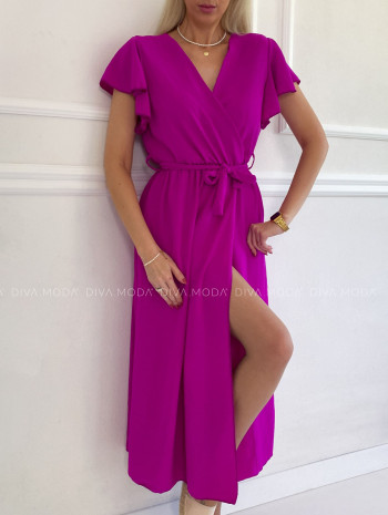 Maxi šaty s volánikmi na ramenách Iwet magenta P 115
