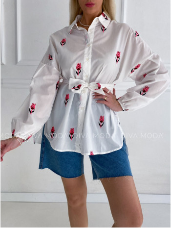 Vyšívaná košeľa tulip biela P 205