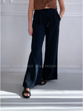 Mušelínové nohavice čierne B 12