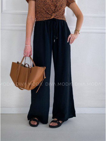 Mušelínové nohavice čierne B 12