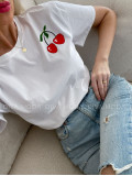 Bavlnené tričko cherry biele P 888