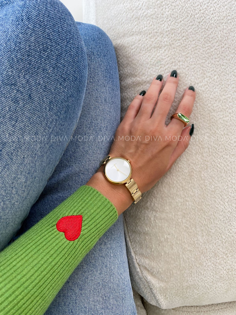 Rebrovaný rolák so srdiečkami limetkový V 50