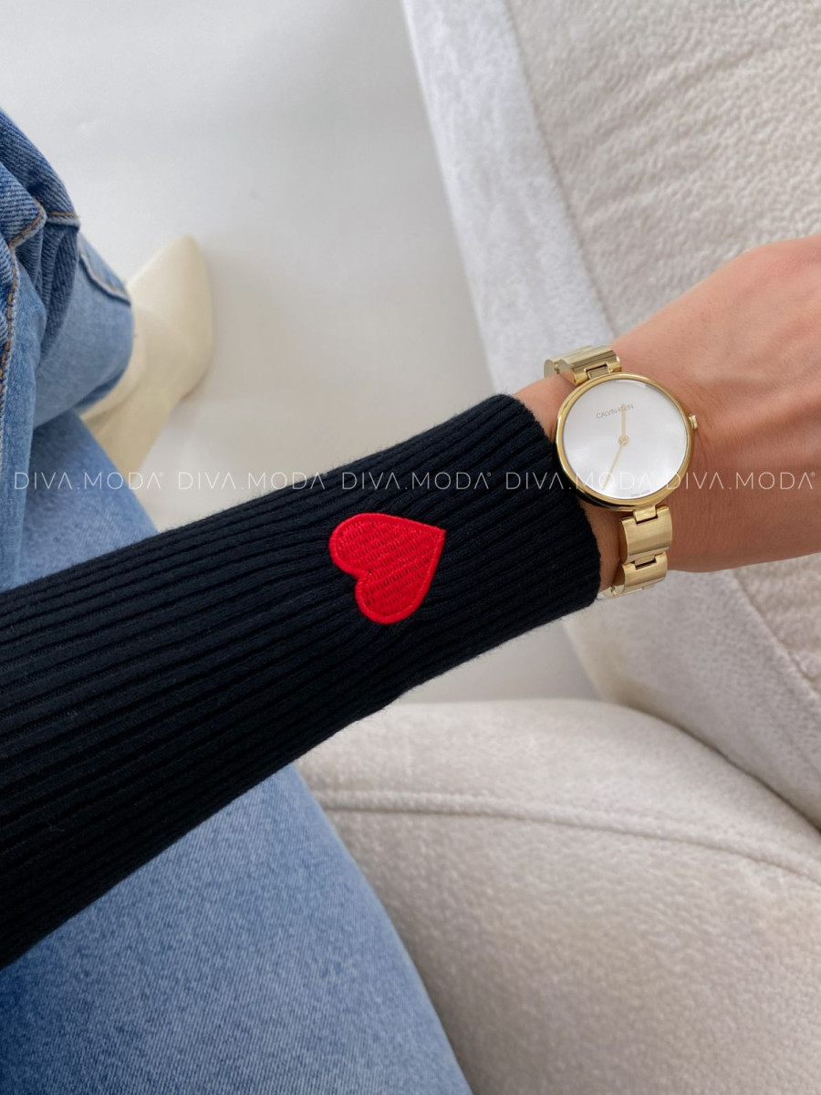 Rebrovaný rolák so srdiečkami čierny V 50