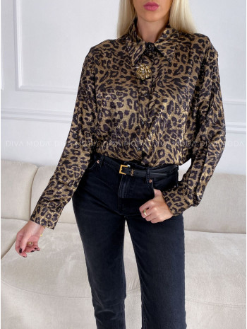 Leopardia košeľa s brošňou V 88