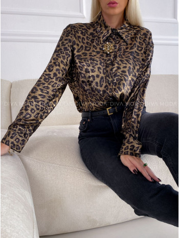 Leopardia košeľa s brošňou V 88