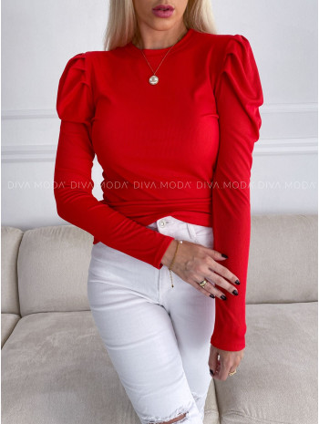 Top s puf rukávom Lila červený S 78