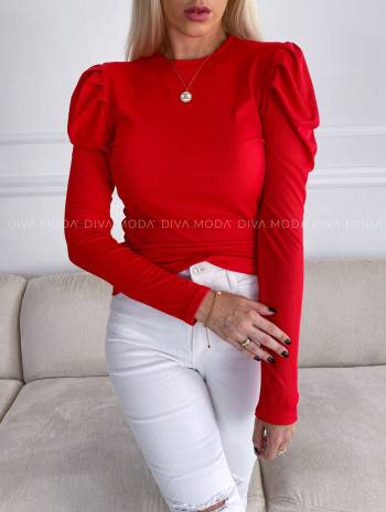 Top s puf rukávom Lila červený S 78