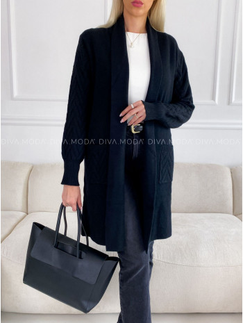 Kardigan so vzorom na rukávoch čierny V 112