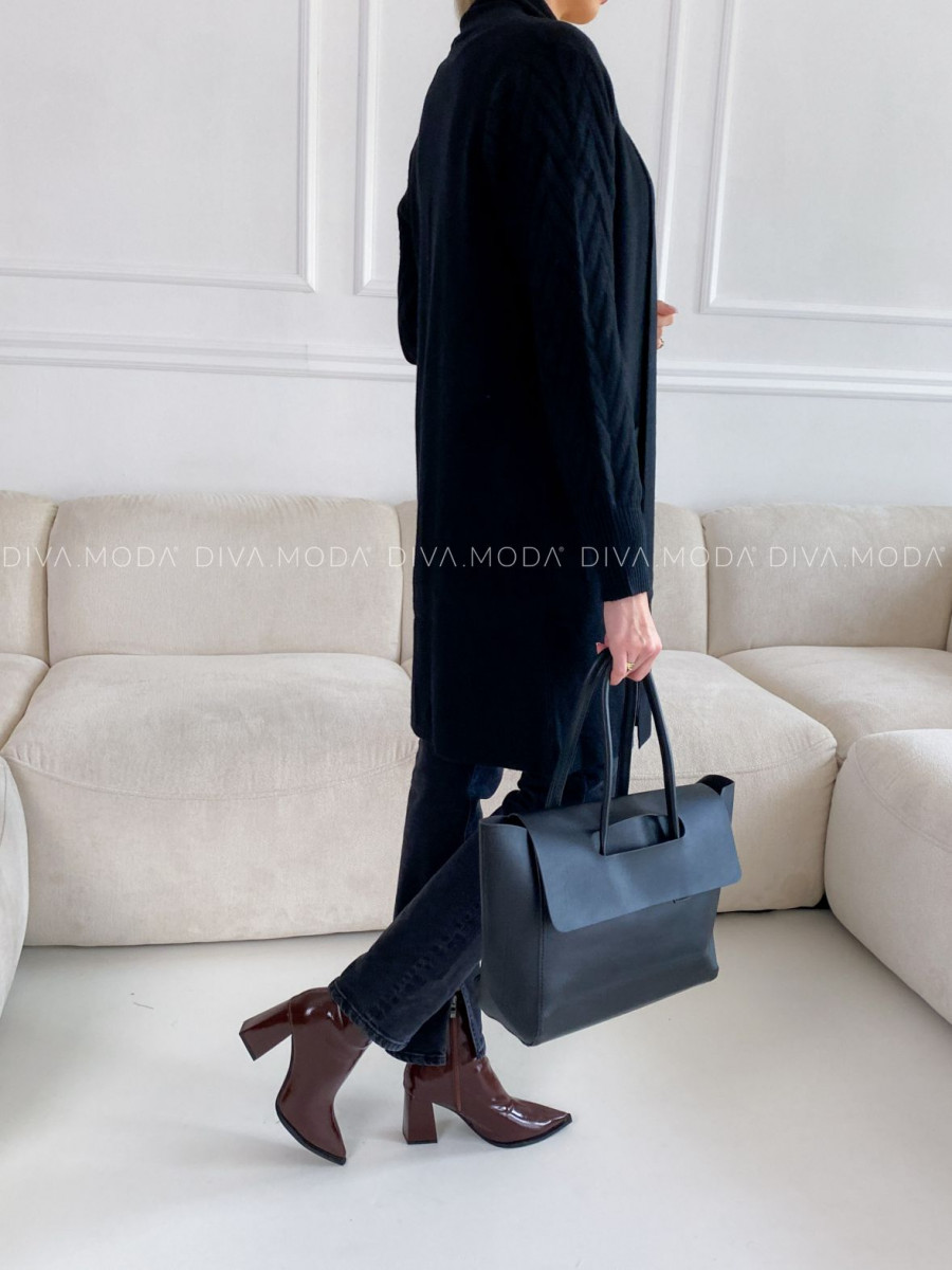 Kardigan so vzorom na rukávoch čierny V 112