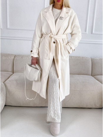 Oversize kabát s viazaním v páse milk V 96
