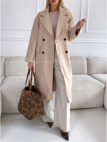 Oversize kabát s dvojradovými gombíkmi latté V 93