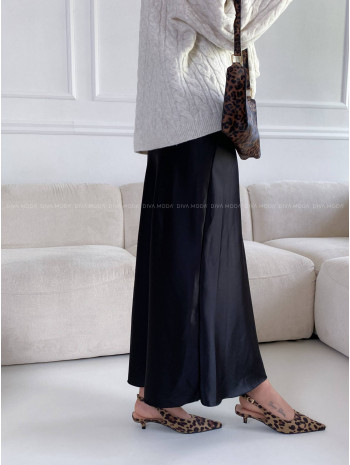 Maxi Saténová sukňa čierna P 1490