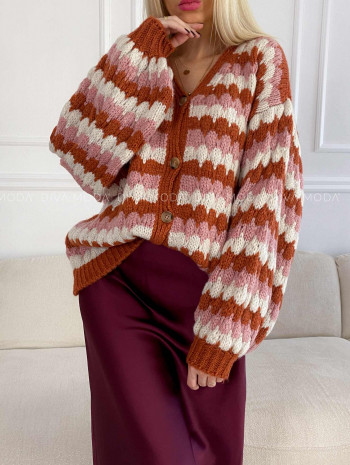 Kardigán s gombíkmi multicolor škoricový V 214