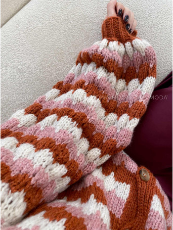 Kardigán s gombíkmi multicolor škoricový V 214