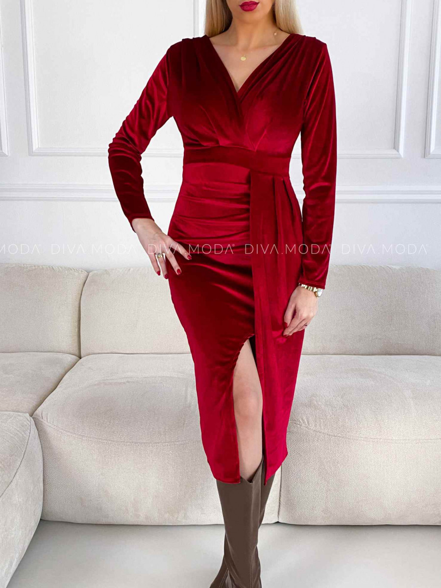 Zamatové elegantné šaty Linda červené V 215