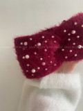 Pletená čelenka s perličkami burgundy G 53