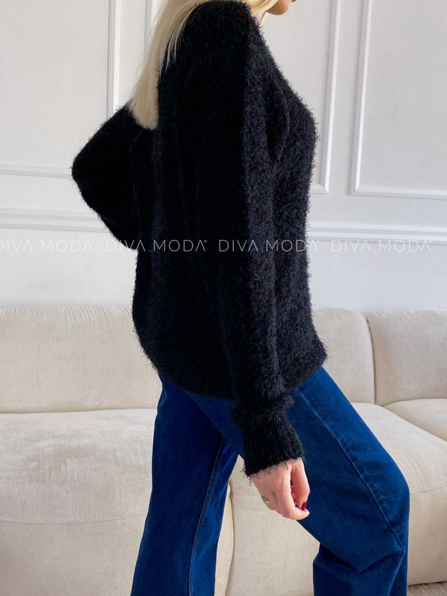 Fluffy sveter čierny Linna M 400