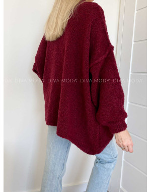 Chunky oversize sveter Polina vínový V 888