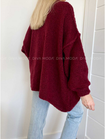Chunky oversize sveter Polina vínový V 888