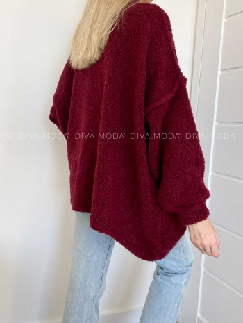 Chunky oversize sveter Polina vínový V 888