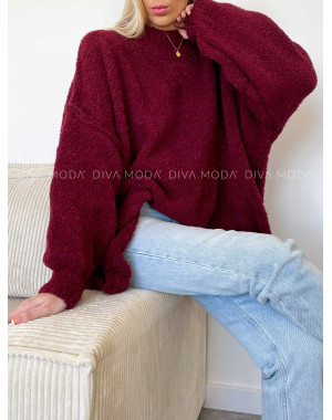 Chunky oversize sveter Polina vínový V 888