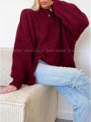 Chunky oversize sveter Polina vínový V 888