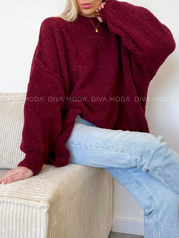 Chunky oversize sveter Polina vínový V 888