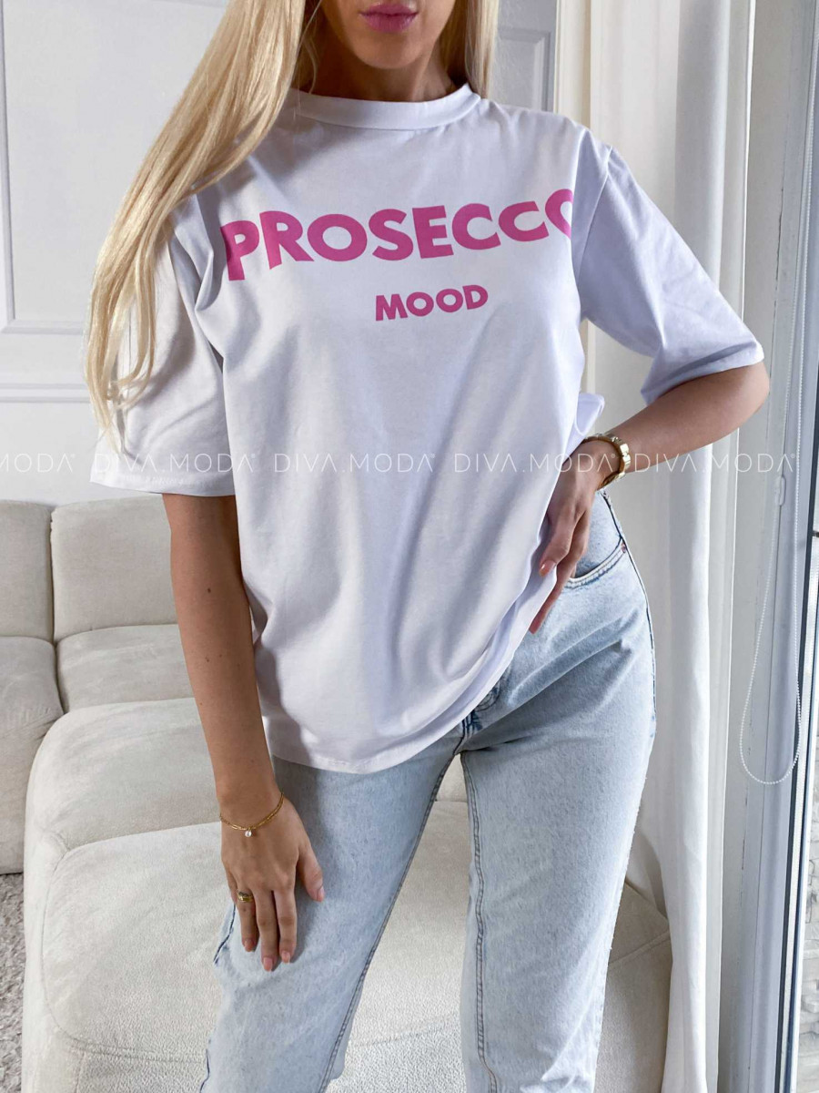 Tričko proseco mood biele M 169